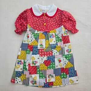 Vintage 70s Patchwork Girl Pattern Dress 4t